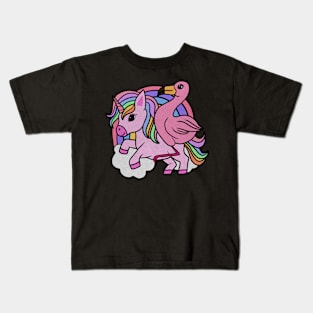 Flamingo Unicorn, Rainbow horse Kids T-Shirt